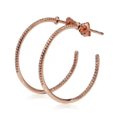 14ct Rose Gold Fine Diamond Hoop Earrings