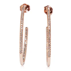 14ct Rose Gold Fine Diamond Hoop Earrings
