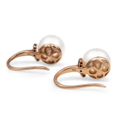 9ct Rose Gold Fresh Water Pearl and Diamond Earrings