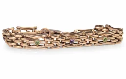 9ct Rose Gold Gate Link Bracelet with Amethyst and Peridot