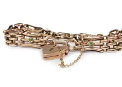 9ct Rose Gold Gate Link Bracelet with Amethyst and Peridot