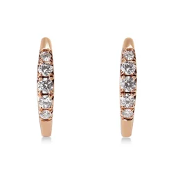 9ct Rose Gold Graduated Diamond Hoop Earrings