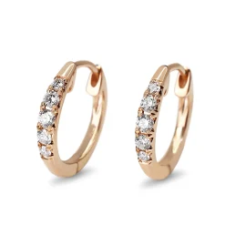 9ct Rose Gold Graduated Diamond Hoop Earrings