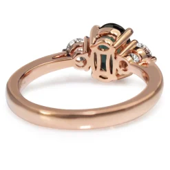 18ct Rose Gold Green / Blue Sapphire and Diamond 3 Stone Ring