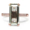 9ct Rose Gold Green Amethyst and Diamond Ring