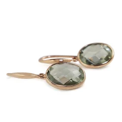 9ct Rose Gold Green Amethyst Drop Earrings