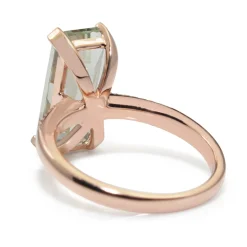 9ct Rose Gold Green Amethyst and Diamond Ring
