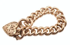 9ct Rose Gold Hollow Curb Link Bracelet with Filigree Padlock Clasp