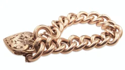 9ct Rose Gold Hollow Curb Link Bracelet with Filigree Padlock Clasp