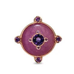 9ct Rose Gold Lilac Jade and Amethyst Ring