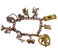 9ct Rose Gold Lined and Plated Estate Charm Bracelet with 2 x 9ct Charms