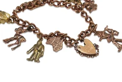 9ct Rose Gold Lined and Plated Estate Charm Bracelet with 2 x 9ct Charms