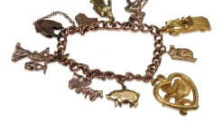 9ct Rose Gold Lined and Plated Estate Charm Bracelet with 2 x 9ct Charms