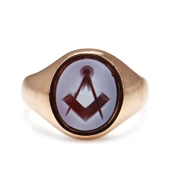 9ct Rose Gold Masonic Hardstone Signet Ring