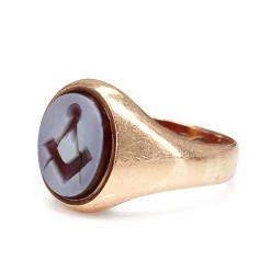 9ct Rose Gold Masonic Hardstone Signet Ring