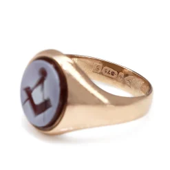 9ct Rose Gold Masonic Hardstone Signet Ring