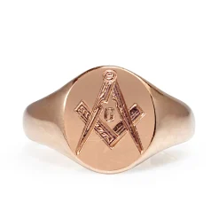 9ct Rose Gold Masonic Vintage Signet Ring