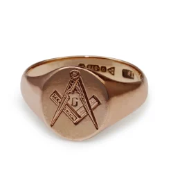 9ct Rose Gold Masonic Vintage Signet Ring