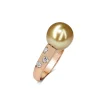 18ct Rose Gold 11mm Golden South Sea Pearl and Diamond Ring