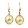 18ct Rose Gold 11mm Golden South Sea Pearl Earrings
