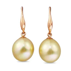 18ct Rose Gold 11mm Golden South Sea Pearl Earrings