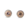 9ct Rose Gold Morganite and Diamond Halo Stud Earrings