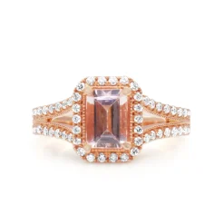 9ct Rose Gold Morganite and Diamond Ring