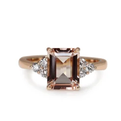 9ct Rose Gold Morganite and Diamond Ring
