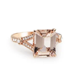 9ct Rose Gold Morganite and Diamond Ring