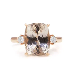 18ct Rose Gold Morganite and Diamond Ring