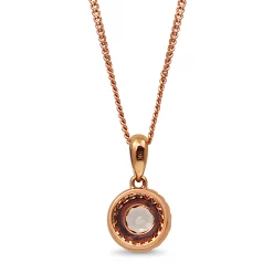 9ct Rose Gold Morganite and Diamond Halo Necklace