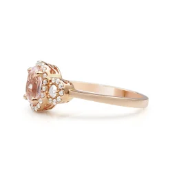 9ct Rose Gold Morganite and Diamond Ring