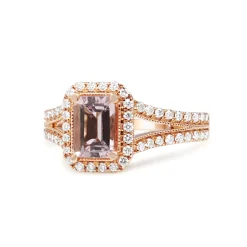9ct Rose Gold Morganite and Diamond Ring