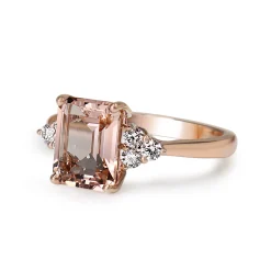 9ct Rose Gold Morganite and Diamond Ring