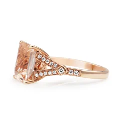 9ct Rose Gold Morganite and Diamond Ring