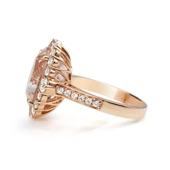 18ct Rose Gold Morganite and Diamond Ring