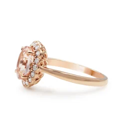 9ct Rose Gold Morganite and Diamond Daisy Ring
