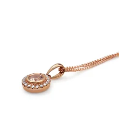 9ct Rose Gold Morganite and Diamond Halo Necklace