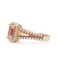 9ct Rose Gold Morganite and Diamond Ring