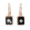 9ct Rose Gold Onyx and Diamond Drop Earrings