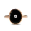 9ct Rose Gold Onyx and Diamond Signet Ring