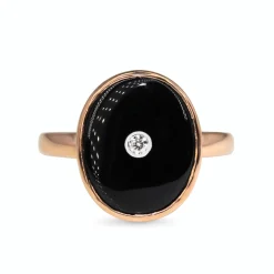 9ct Rose Gold Onyx and Diamond Ring