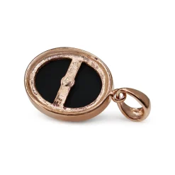 9ct Rose Gold Onyx and Diamond Pendant