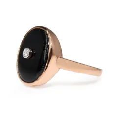 9ct Rose Gold Onyx and Diamond Ring