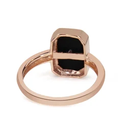 9ct Rose Gold Onyx and Diamond Rectangle Ring