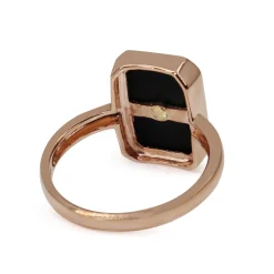 9ct Rose Gold Onyx and Diamond Large Rectangle Ring