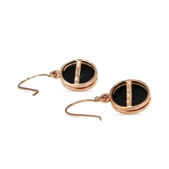 9ct Rose Gold Onyx and Diamond Drop Earrings