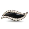 9ct Rose Gold Onyx and Seed Pearl Brooch With Silver Pin