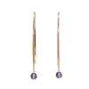 9ct Rose Gold Open Hoop Floating Purple Sapphire Earrings