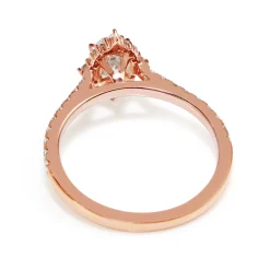 18ct Rose Gold Oval and Pear Diamond Halo Ring